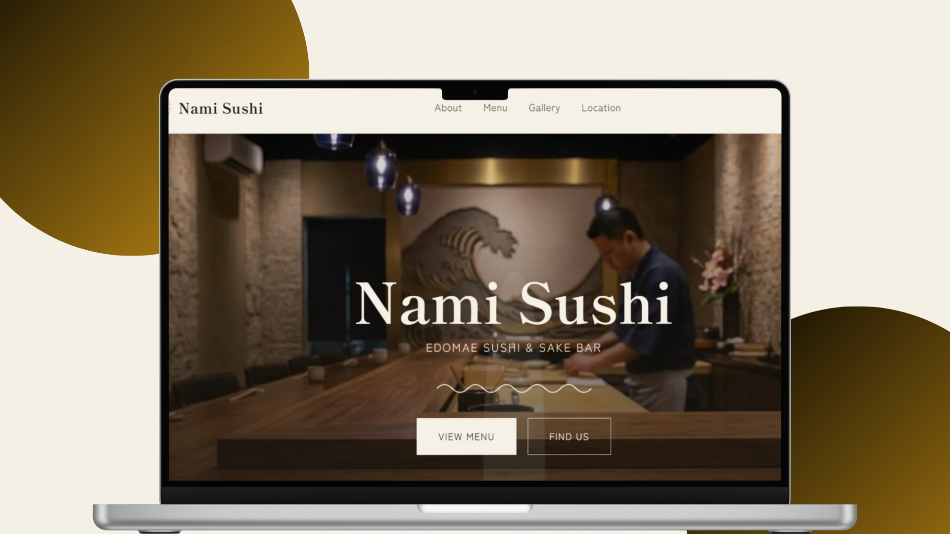 Nami Sushi menu site preview